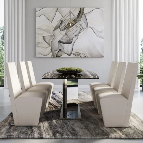 Vista 5 de Zuri Muebles Boston Silla de comedor moderna con respaldo alto, color crema