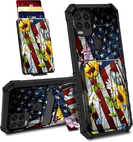 Vista 29 de Funda para Motorola Moto G Stylus 5G con ranura desmontable para tarjetero, soporte de doble capa, resistente a prueba de golpes, funda oculta