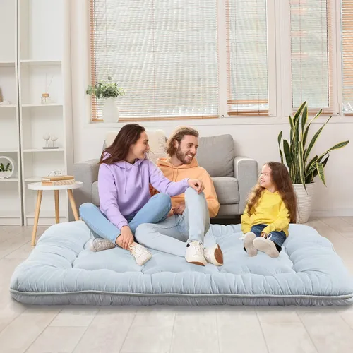Vista 3 de MIRUO Colchoneta de dormir en el suelo para adultos, colchón de futón para niños, colchoneta para dormir, colchón de suelo para adultos, colchón