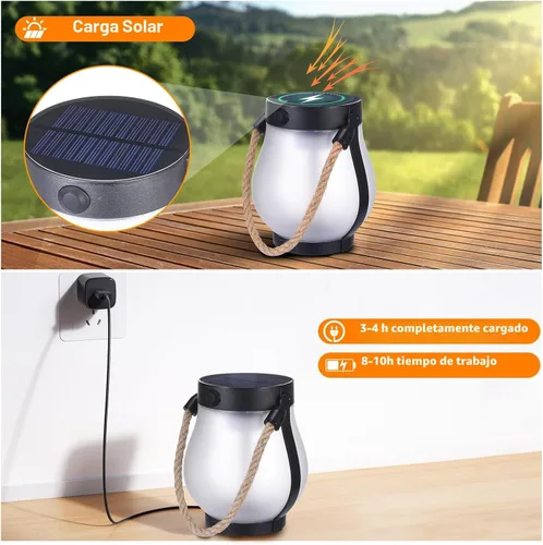 Vista 3 de Paquete de 2 Linternas Solares de Llama — Linternas Colgantes de Llama Parpadeante para Exteriores, Luces de Jardín Impermeables con 2 Modos