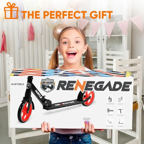 Vista 9 de Hurtle Renegade Kick Scooter for Kids, Teenagers & Adults - 2-Wheel Folding Scooter with Adjustable T-Bar Handlebar - Alloy Anti-Slip Deck