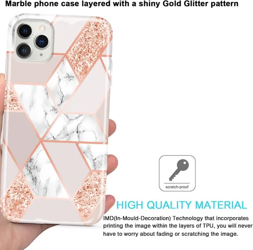 Vista 2 de Funda para iPhone 12 Mini, diseño de mármol con purpurina, delgada, a prueba de golpes, TPU suave de goma de silicona, compatible con iPhone 12 mini