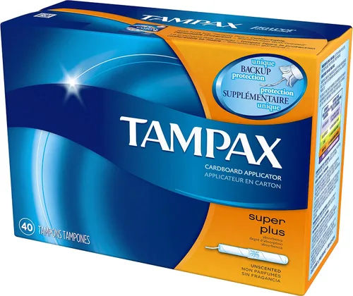 Vista 6 de Tampax Tampones de cartón para mujer Super Plus Absorbencia, agarre antideslizante, falda de protección contra fugas, sin perfume, 40