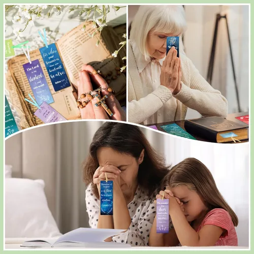 Vista 6 de Chinco Paquete de 120 marcadores de versículos bíblicos para mujeres, escritura cristiana, marcadores inspiradores con cintas, marcadores