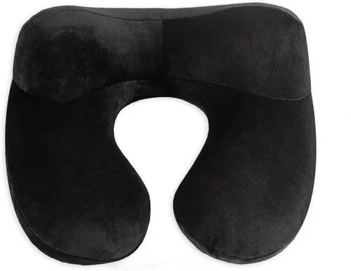 Vista 2 de Almohada inflable de viaje, soporte de almohada para el cuello para viajes, aviones, automóviles y oficinas con bolsa de transporte compacta, funda