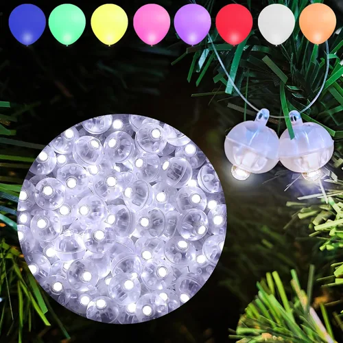 Vista 37 de Aogist - 50 mini luces de 10 colores, luz LED impermeable de largo tiempo de espera, funciona con pilas, lámpara de bola para globo, farol de papel