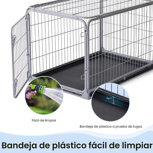 Vista 6 de ZOMISIA Jaula Plegable para Perros Pequeños - Perrera de Metal a Prueba de Escape de 30 Pulgadas con Doble Puerta, Jaula Plegable de Fácil Montaje