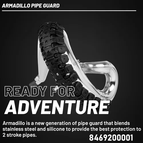 Vista 3 de Polisport Armadillo - Protector de tubería - Negro, construcción ligera de PA/ABS, ajuste universal para tubos de escape de 2 tiempos, resistente al