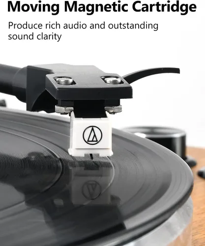 Vista 3 de SeeYing Reproductor de discos de vinilo con altavoces HiFi integrados, tocadiscos Bluetooth de transmisión por correa para discos de vinilo