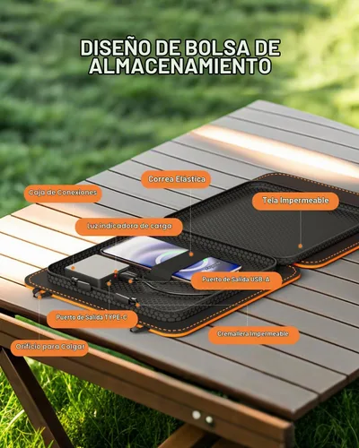 Vista 5 de SOLUPUP Paneles Solares, Cargador Solar Pequeño de 10W con USB-A de 5V y USB-C de Carga Rápida IPX5 Impermeable Plegable Panel Solar Portátil