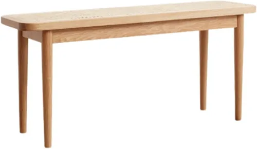 Vista 13 de Banco de comedor 100% madera maciza de 47.2'', banco largo de madera de roble para mesa de comedor, pie de cama, entrada, pasillo, respaldo de sofá