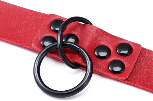 Vista 3 de Gangel Gargantilla circular de piel sintética con collar de roca gótica ajustable accesorio para disfraz de cosplay paquete de 1