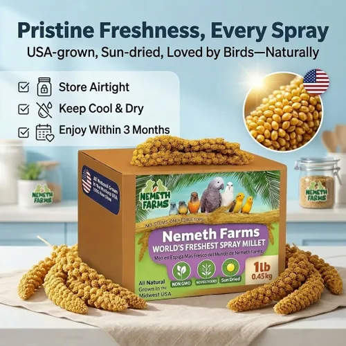 Vista 2 de Nemeth Farms Spray Millet - Tapas comestibles solamente, sin OMG y secado al sol, 1 libra para periquitos, canarios y pinzones