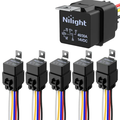 Vista 18 de Nilight Relé de Arranque de 120A, Interruptor de Relés Divididos de 4 Pines, 12V Continuo Servicio Pesado SPST Alta Corriente 4 Terminales Control