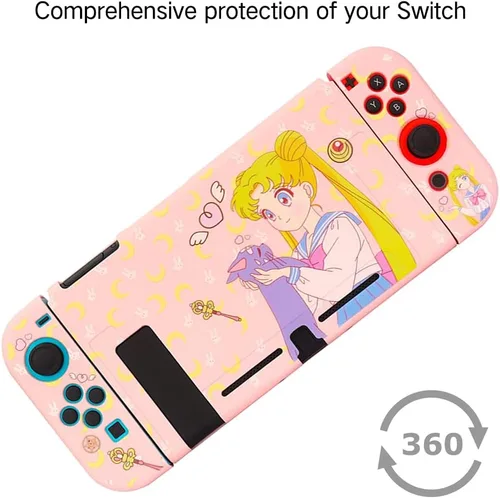 Vista 5 de PERFECTSIGHT Funda protectora compatible con Nintendo Switch Bonita funda antideslizante de TPU suave Funda rígida acoplable Funda delgada