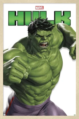 Vista 7 de Trends International Marvel Comics Hulk Feature Series - Póster de pared, 22.4 pulgadas de largo x 14.7 pulgadas, versión enmarcada de madera