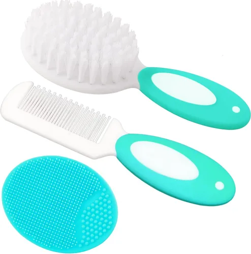 Vista 8 de Cepillo para cabello de bebé, cepillo para costra láctea, peine para cabello de bebé, set de cepillo y peine para cabello de bebé para recién