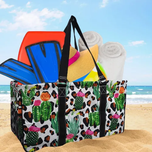 Vista 241 de NGIL Bolsa de comestibles reutilizable extra grande plegable de gran tamaño para comestibles, almacenamiento, picnic, playa, Estampado