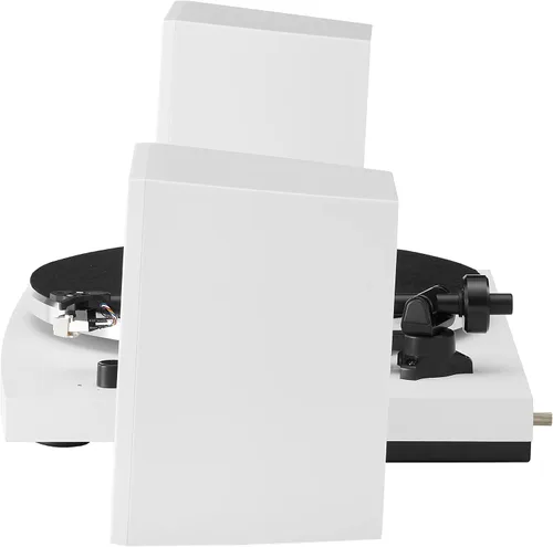 Vista 6 de Crosley T150B-WH - Moderno sistema de tocadiscos Bluetooth de 2 velocidades con brazo de tono ponderado variable y altavoces estéreo, color blanco