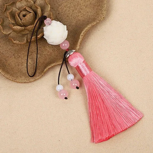 Vista 6 de WEISHA Llavero 1 pieza Bodhi Lotus Flower Tassel Pendant Mo Dao Zu Shi Wei WuXian Lanzhan, accesorios de cosplay, cordón trenzado hecho a mano