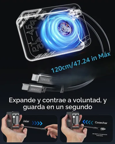 Vista 3 de Cargador de 65 W para MacBook Pro, enchufe de cargador de pared retráctil 5 en 1 para iPhone