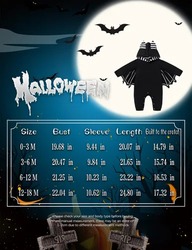 Vista 7 de Mameluco con capucha para bebé recién nacido, con capucha, para Halloween, para Halloween, con capucha