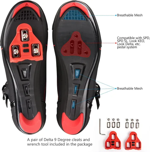 Vista 3 de AICALL Men's Cycling Shoes Indoor Outdoor Road Mountain Bike Compatible Breathable Bike Shoes Delta Cleats Included
