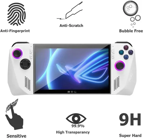 Vista 2 de Paquete de 2 Protector de pantalla para ASUS ROG Ally Gaming Handheld RC71L - Protector de pantalla de vidrio templado de dureza 9H antiarañazos