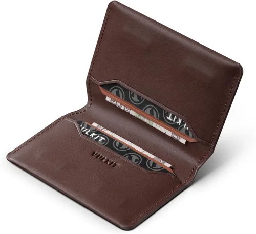 Vista 11 de VULKIT Cartera delgada minimalista con bloqueo RFID de cuero para tarjetero de tarjetas de crédito con bolsillo frontal y cierre magnético, Marrón