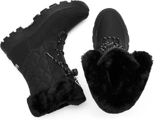 Vista 5 de EARLDE Womens Snow Boot With Waterproof Lace Up Mid-Calf Outdoor Winter Deep Tread Rubber Sole