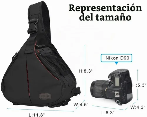 Vista 3 de Caden, bolsa triangular con tira cruzada para cámaras DSLR Sony Canon Rebel Powershot, Nikon Coolpix, Kodah, Olympus, Pentax, Sony con trípode