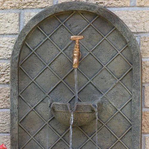 Vista 7 de Sunnydaze Messina - Fuente de agua de pared para exteriores con bomba de 26
