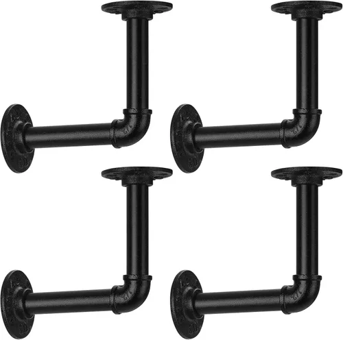 Vista 5 de Soporte de estante de tubo de 1/2 pulgada, soporte de estante flotante montado en la pared, soporte de metal colgante de pared punk de vapor