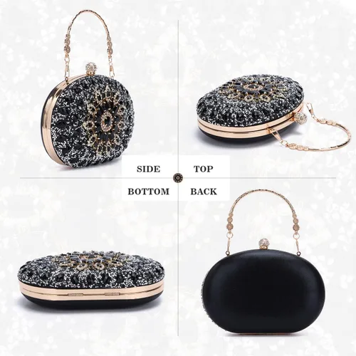 Vista 2 de Bolso de mano de noche con diamantes de imitación para mujer, bolsa de mano con diamantes brillantes y brillantes, bolsa de fiesta de boda de cristal