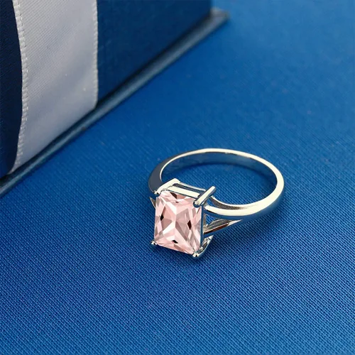 Vista 89 de Gem Stone King Anillo de compromiso solitario con diseño clásico de vástago dividido para mujer, plata de ley 925, piedra natal de piedra preciosa