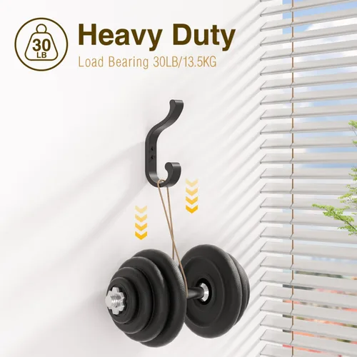 Vista 3 de bussdis Ganchos de pared para colgar abrigos, ganchos de mochila resistentes para pared, soporta hasta 30 libras, ganchos grandes para toallas, Negro