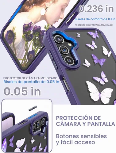 Vista 3 de Carcasa para Samsung Galaxy A14, diseño de flores transparentes