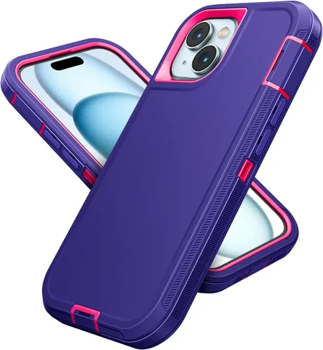 Vista 52 de Jelanry - Funda para iPhone 15 5G, protección resistente, resistente, color negro Dropproof & Dual-Layer Protective Back Cover with Port Anti