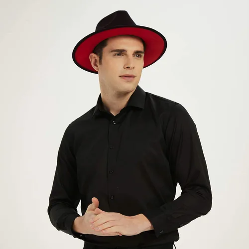 Vista 7 de Fedora clásica de ala ancha para mujeres y hombres, sombrero de Panamá de fieltro ajustable con banda