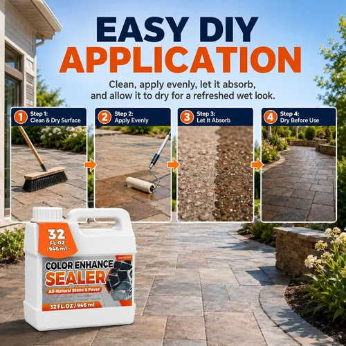 Vista 6 de Wet Look Stone Sealer, 1 Gallon, Concrete Sealer & Stone Color Enhancer