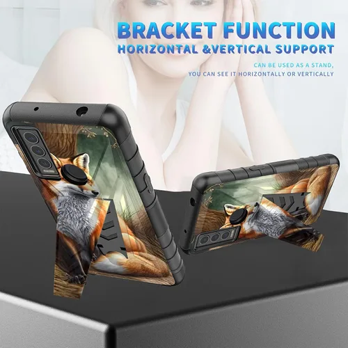 Vista 76 de Funda para AT&T Maestro Max 2021/Cricket Ovation 2 con protector de pantalla de vidrio templado, funda resistente con función atril integrada