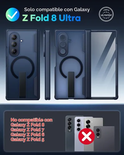 Vista 2 de Vihibii for Samsung Galaxy Z Fold 8 Ultra Case with Kickstand, 2026, Black