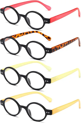 Vista 7 de Paquete de 4 mini lentes de lectura redondos pequeños, cómodos para mujeres y hombres (multicolor2, 1.00, multiplicador_x)