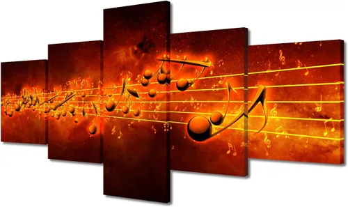 Vista 51 de Lienzo decorativo para pared, diseño de DJ Music Mixes the Track HD impreso en pinturas, 5 piezas de imágenes abstractas para sala de estar, obra