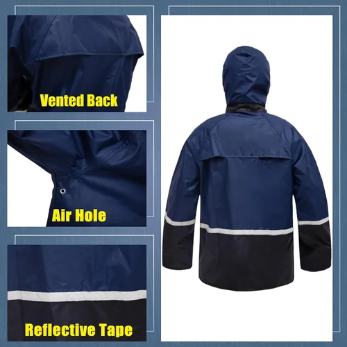 Vista 3 de RainRider Trajes impermeables y transpirables para hombres - Abrigo de lluvia Oxford duradero con pantalones