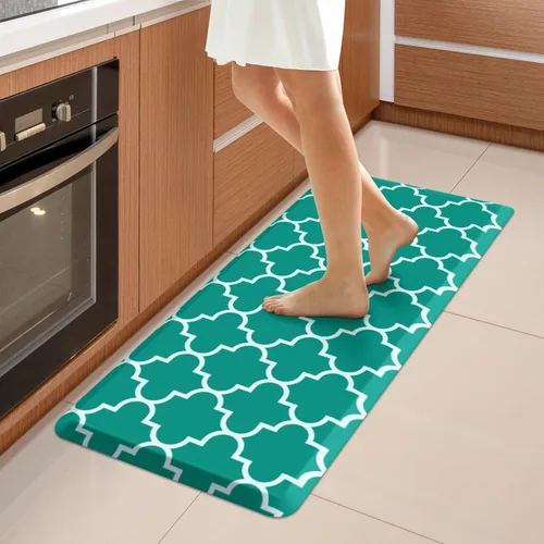 Vista 55 de WISELIFE Tapete de cocina acolchado antifatiga, 17.3 x 28 pulgadas, antideslizante, resistente, de PVC, ergonómico, impermeable, cómodo