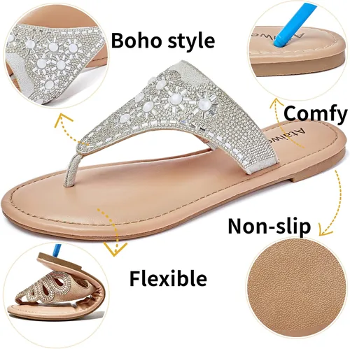 Vista 4 de Ataiwee - Sandalias de verano para mujer, sin cordones, estilo casual, veganas, con tiras