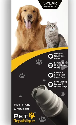 Vista 2 de Pet Republique - Molinillo de uñas para perros recargable eléctrico de 2 velocidades, suave, silencioso, bajo, sin dolor, molinillo de uñas
