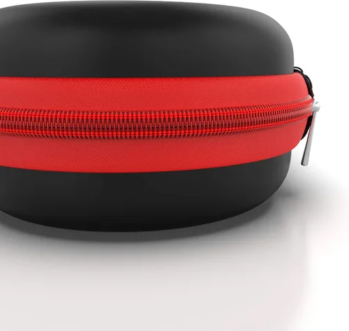 Vista 5 de AGOZ Funda de viaje para medicamentos para inhaladores de asma, soporte para inhalador con cierre de cremallera y correa para la muñeca (negro/rojo)