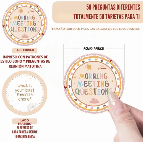 Vista 2 de Outus 50 tarjetas de preguntas con fichas para reuniones matutinas de estudiantes, tarjetas de ideas de preguntas para el aula, tarjetas